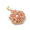 Natural Sunstone Faceted Round Cluster Flower Pendants PALLOY-MZ01197-02-3