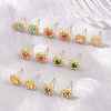 Brass Micro Pave Cubic Zirconia Stud Earrings for Women KK-A305-03G-1