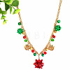 Christmas Bell & Flower Alloy Pendant Necklaces WGBF40A-01-1