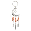 Alloy Moon with Feather Pendant Decorations HJEW-TA00068-4