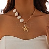 Bohemian Ocean Starfish Alloy Pendant Natural Shiva Eye Shell Beaded Iron Chain Necklaces for Women WG4CCD0-02-2