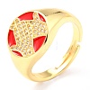 Adjustable Real 18K Gold Plated Brass Enamel Finger Rings RJEW-L071-32G-3