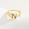 Brass Micro Pave Colorful Cubic Zirconia Cuff Open Rings FS-WG163C1-14-1
