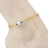 White Round Shell Pearl & Natural Blue Agate(Dyed & Heated) Beads Anklets AJEW-AN00835-03-2