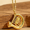 Music Theme Brass Pave Cubic Zirconia Pendant Necklaces for Women WGBB91D-04-1