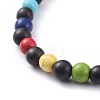 Natural Sandalwood Beads Stretch Bracelets BJEW-JB04679-01-3