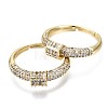 Brass Micro Pave Clear Cubic Zirconia Cuff Rings RJEW-S044-125-NF-2