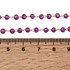 304 Stainless Steel with Glass Faceted Rondelle Bead Handmade Link Chain Birth Stone Necklaces for Women NJEW-G195-01G-08-5