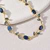 Brass Glass Flower Link Chain Bracelets KK-CBA7DFA-01G-D-5