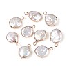 Electroplated Natural Keshi Pearl Flat Round Pendants PEAR-S018-02C-01B-1