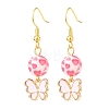 3 Pairs 3 Style Pink Alloy Enamel Charms & Resin Beads Dangle Earrings EJEW-JE05030-01-4