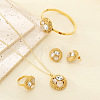 304 Stainless Steel & Cubic Zirconia & Cat Eye Pendant Necklaces & Stud Earrings & Rings & Bangles FS-WGBA184-01-2