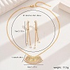 Elegant Vintage Brass Cubic Zirconia Fan Pendant Necklace & Dangle Stud Earrings Jeweley Sets GX5222-1