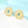 304 Stainless Steel Synthetic Turquoise Center Textured Round Stud Earrings for Women SA-CBAB549-03G-1