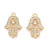 Brass Micro Pave Clear Cubic Zirconia Pendants KK-T073-21G-1