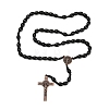 Oval Wood Rosary Bead Necklaces NJEW-C108-01-4