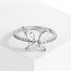 Butterfly Brass Micro Pave Cubic Zirconia Cuff Rings WG9662B-01-1