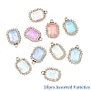 10Pcs UV Plating Alloy with Mixed Color Glass Rhinestone Pendants FIND-YW0009-03E-1