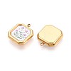 Printed Style 304 Stainless Steel Square with Flower Pendants STAS-T071-24B-G-2
