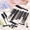 Plastic 10Pcs Hair Comb & 10Pcs Alligator Clip Set for Hairdressing DIY-TA0015-58-7