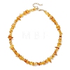 Natural Amber Chip Beaded Necklaces for Women NJEW-JN05871-4
