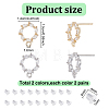 GOMAKERER 8Pcs 2 Colors Donut Shape Brass Cubic Zirconia Stud Earring Findings AJEW-GO0001-47-2