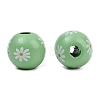 Printed Wood European Beads WOOD-G029-07C-2