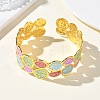 Brass Enamel Cuff Bangles for Women BJEW-A173-02G-1