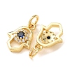 Brass Micro Pave Marine Blue Cubic Zirconia Charms CU-E003-15G-A-2