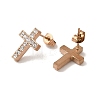 Ion Plating(IP) 304 Stainless Steel Cross Stud Earrings EJEW-C099-10RG-3