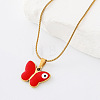 304 Stainless Steel Enamel Evil Eye Butterfly Pendant Necklaces for Men Women MY8344-3-1