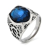 Oval 304 Stainless Steel Glass Finger Rings RJEW-D083-14AS-01-1