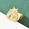 Ladybug Brass Micro Pave Cubic Zirconia Cuff Rings for Women RJEW-A088-09A-G-1