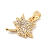 Brass Micro Pave Clear Cubic Zirconia Charms KK-B130-03G-02-2