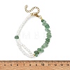 Natural Green Aventurine Chip Beads & Glass Seed Beads Beaded Bracelets for Women BJEW-JB14137-01-4