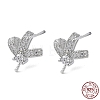 Rhodium Plated 925 Sterling Silver Stud Earring Findings STER-M115-17P-1