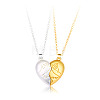 2Pcs Valentine's Day Alloy Forever Heart with Hands Magnetic Pendant Necklaces for Women Men WG7D3EF-03-1
