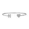 Anti-Tarnish Heart & Letter Rhodium Plated 925 Sterling Silver Micro Pave Cubic Zirconia Cuff Bangles for Women BJEW-C062-01H-P-1