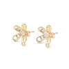 Brass Micro Pave Cubic Zirconia Stud Earring Findings KK-E107-17G-1