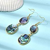 Brass Natural Abalone Shell Dangle Earrings EJEW-F388-01A-G-2