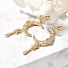 Moon Brass Micro Pave Clear Cubic Zirconia Dangle Stud Earrings EJEW-C126-10G-2
