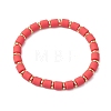 4Pcs Polymer Clay Column Beaded Stretch Bracelets Sets for Women BJEW-JB10998-3