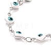 Enamel Rhombus with Evil Eye Link Chains Bracelet BJEW-P271-03P-3