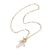Natural Pearl Rice Beads Tassel Pendant OT Necklaces with Brass Paperclip Chains NJEW-JN05941-4
