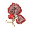 Heart-shape Leaf Zinc Alloy Rhinestones Brooches JEWB-R055-04AG-01-1