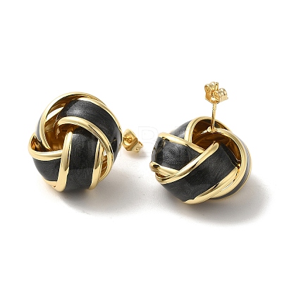 Real 18K Gold Plated Brass Enamel Stud Earrings for Women EJEW-M251-09G-02-1