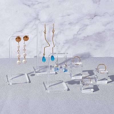 Transparent Acrylic Earring Display Stands EDIS-WH0007-01-1