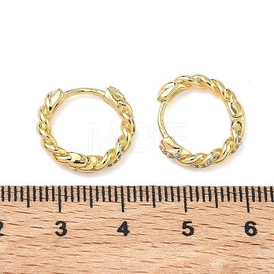 Brass Micro Pave Clear Cubic Zirconia Hoop Earrings EJEW-C182-05B-G-1
