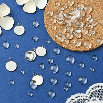 400Pcs Transparent Glass Cabochons GGLA-YW0001-15-1