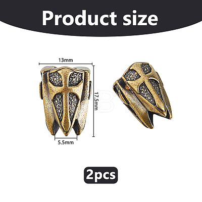 2Pcs Brass European Beads KK-DC0005-18AG-1